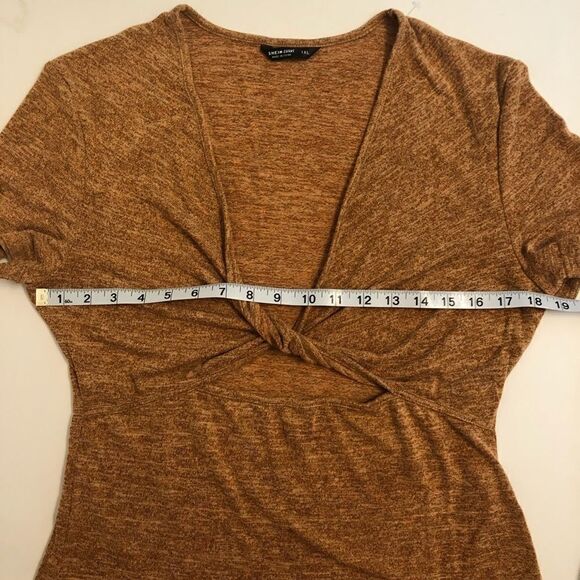 Shein curve cropped burnt orange twist front short sleeve top blouse cheap 1X - Picture 8 of 10
